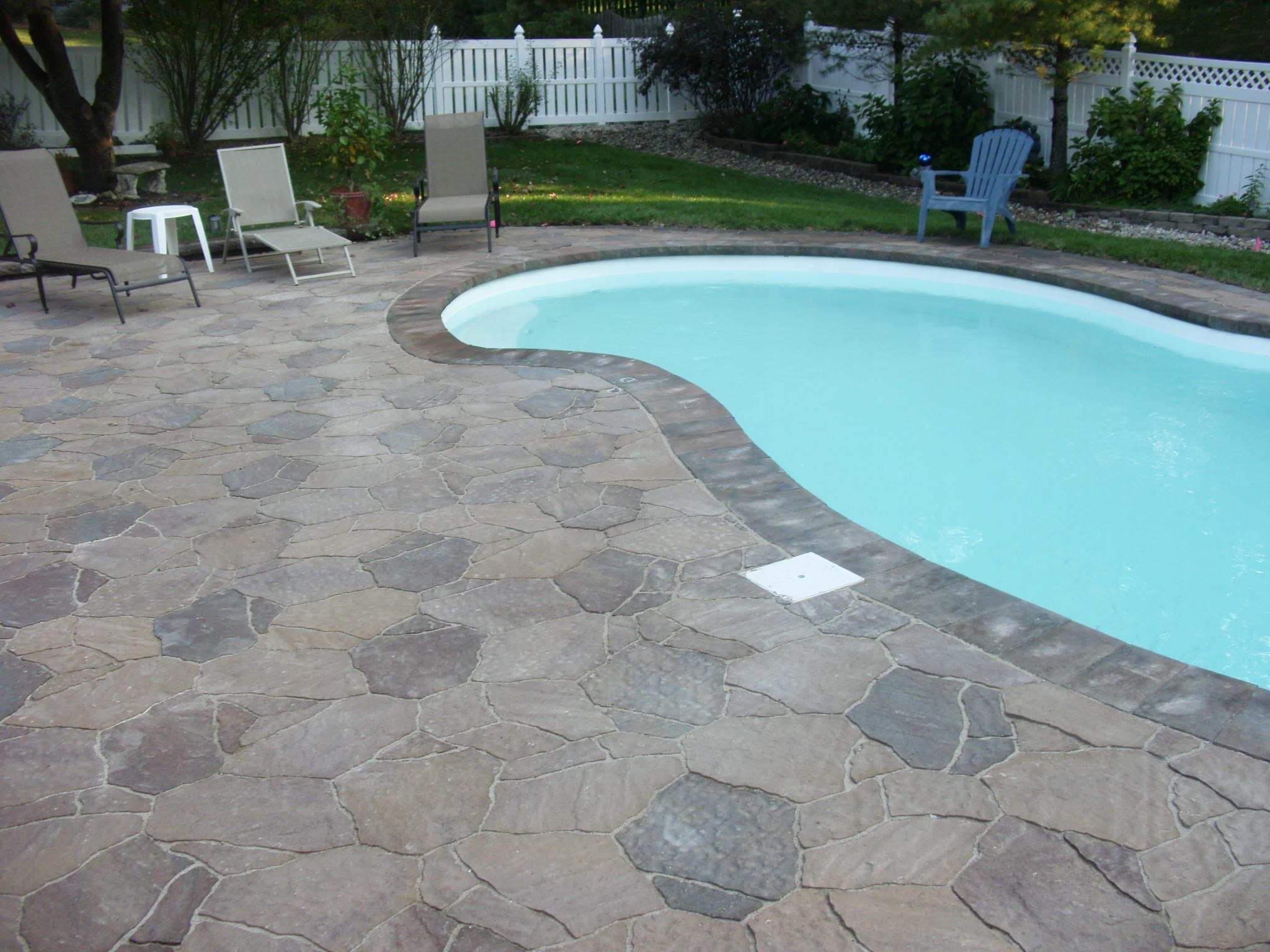 Finished stone fireplace and patio